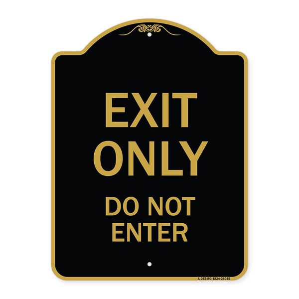 Signmission Designer Series Sign-Exit Do Not Enter, Black & Gold Aluminum Sign, 18" H, BG-1824-24035 A-DES-BG-1824-24035 - main